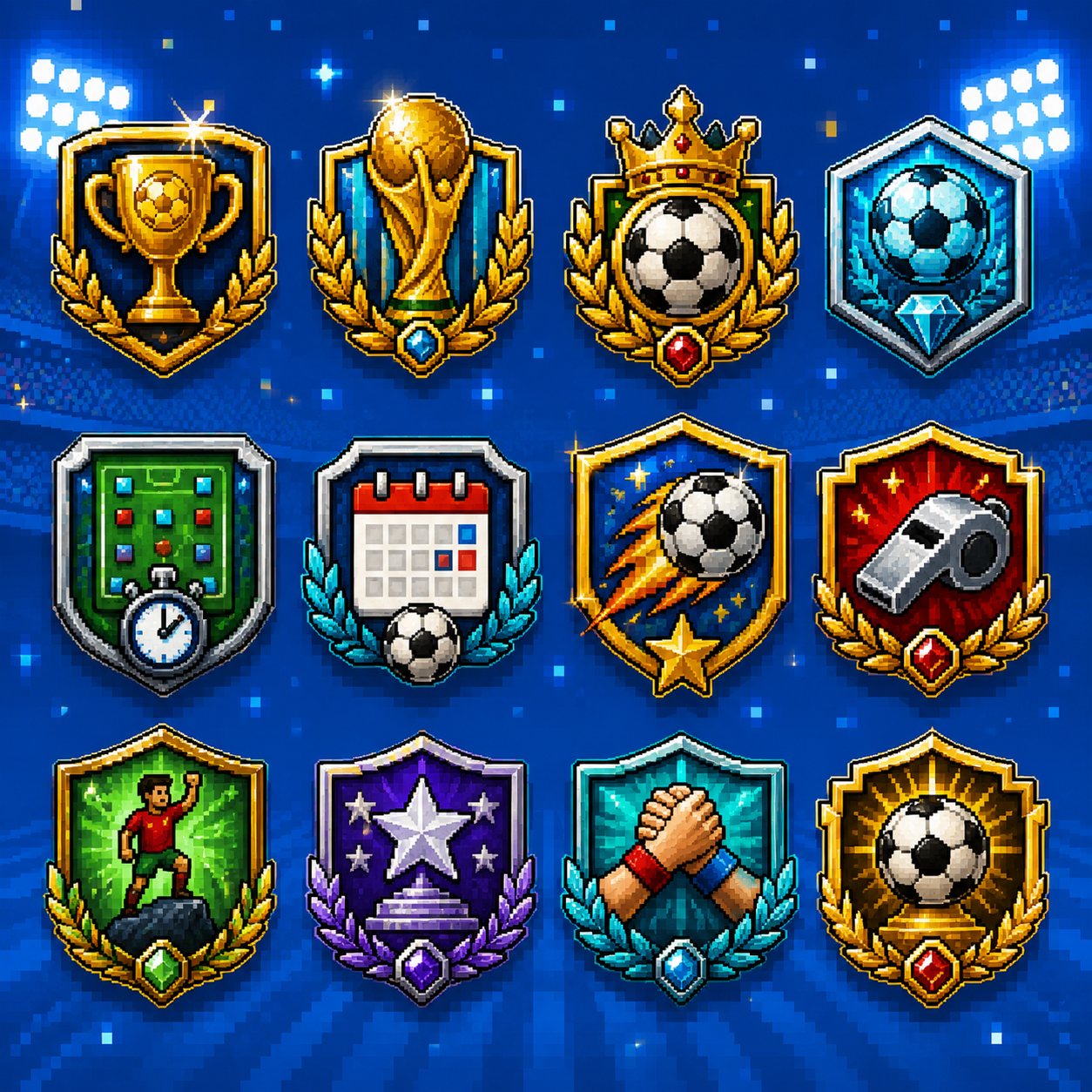 Pixel art World Cup on Base badge collection